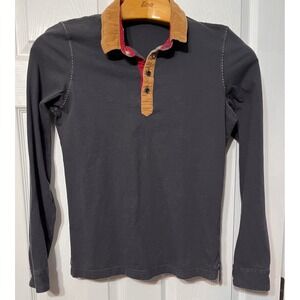 Enos j Mens Gray Long Sleeve Streetcore Corduroy Collar Polo Shirt Size S